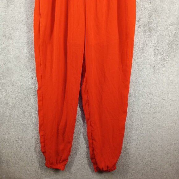 OOTD Jumpsuit SMALL(4-6) Pull on Off the Shoulder Red Elastic Neckline W/Pockets - Picture 3 of 11